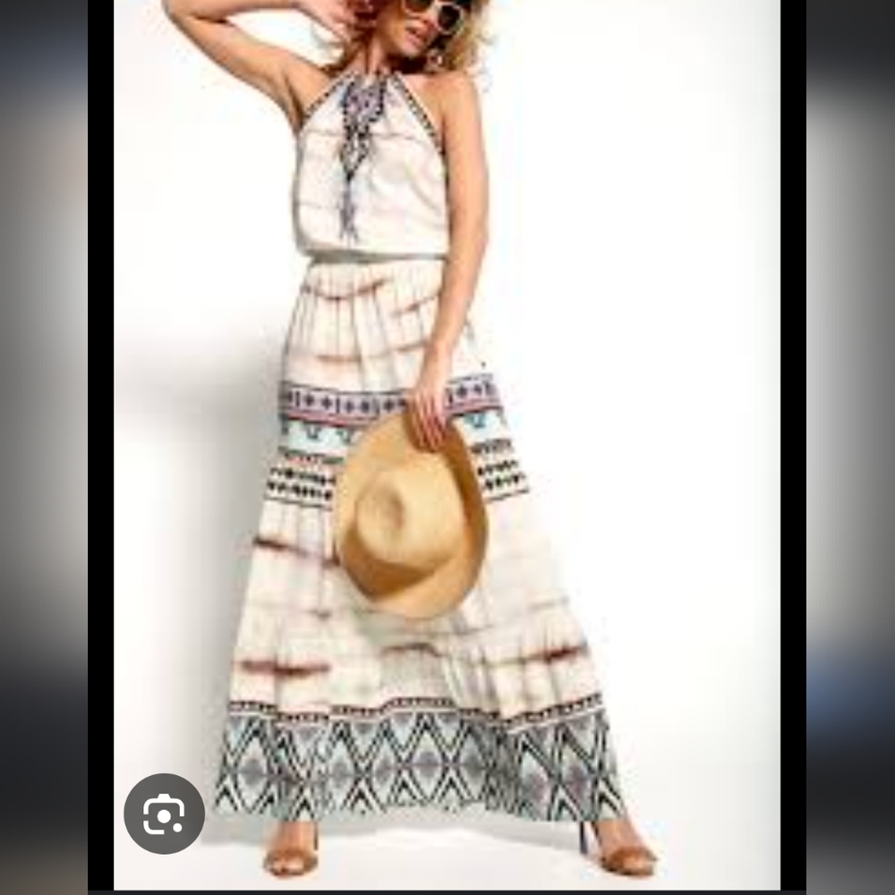 Hale Bob Elena Bohemian Halter Maxi Dress